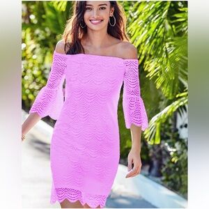 Lilly Pulitzer Pink Lexa Lace Off-Shoulder Dress